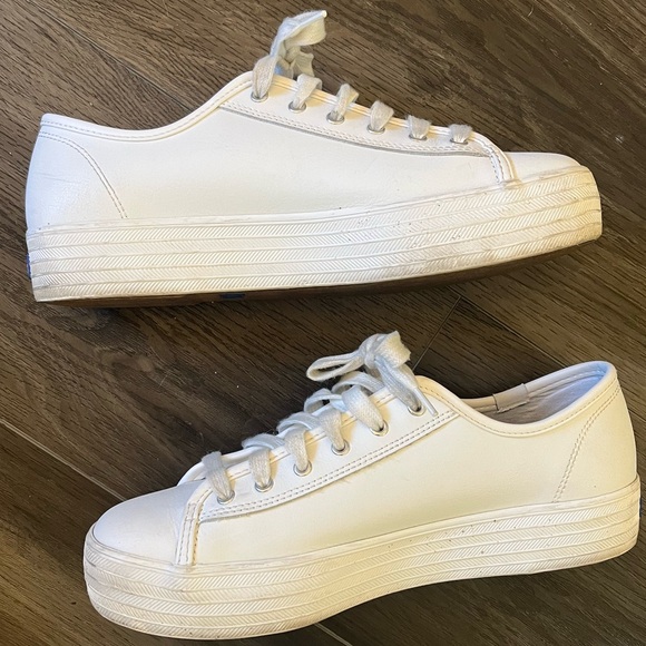 Keds Triple Kick White Leather Sneakers -8 - Picture 4 of 6